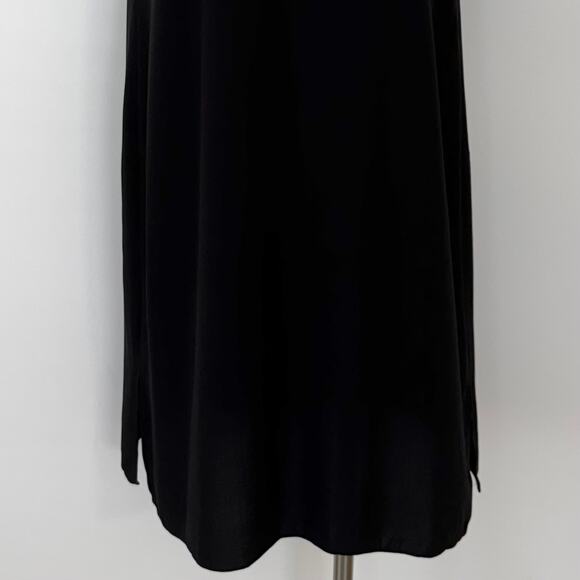 Eileen Fisher Silk Georgette Crepe High Neck Dress Sleeveless in Black L NWT - Picture 4 of 11